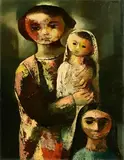 Daniel O'Neill, Woman and Two Children, oil on board