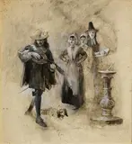 The Mandolin Player by John Butler Yeats, charcoal heightened in white on paper, sold Apr 2023