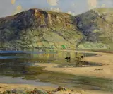 Mountain Lake, with Cattle by James Humbert Craig, c.1940, oil on canvas, sold Apr 2023