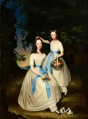 Joseph Patrick Haverty, Portrait of the Manders Sisters of Brackenstown, Co Galway, oil on canvas