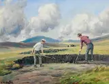 Charles McAuley, Cutting the Turf, oil on canvas