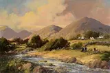 Shimna River and Mournes, Co Down by George K. Gillespie, oil on canvas, sold Apr 2023