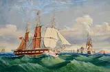 Peter Richard Atkinson, Naval Frigate at the Entrance to Cork Harbour, 1863, watercolour heightened with white on paper