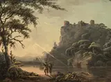 Thomas Walmsley, Hunters by the River, watercolour on paper
