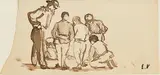Édouard Vuillard, Cinq Jeunes Gens (c.1888/89), pen and ink on paper