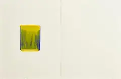 Ciarán Lennon, Yellow on Blue Lens, 2005, acrylic paint on blue acrylic sheet on paper (image size 24.2 x 19 cm)