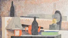 Studio Kingdom by Patrick Pye, 1979, tempera on board, offered Apr 2023
