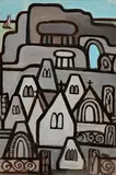 Celtic Homes by Markey Robinson, gouache on board, sold Apr 2023