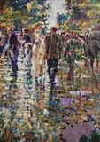 A Grey Day, Tallow Horse Fair by Arthur K. Maderson, oil on board, sold Apr 2023