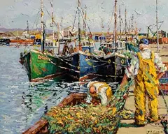 Arklow Harbour by James S. Brohan, oil on canvas, sold Apr 2023