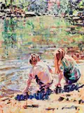 At the Top of the Falls by Arthur K. Maderson, oil on board, sold Apr 2023