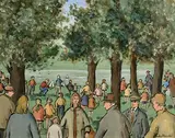 St. Stephen's Green, Dublin by Gladys Maccabe, oil on board, sold Apr 2023