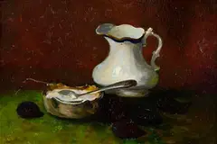 Still Life - Milk and Sugar by Hans Iten, 1907, oil on board, sold Apr 2023