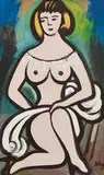 The Seated Lady by Markey Robinson, gouache on board, sold Apr 2023