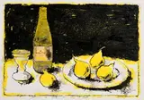 Neil Shawcross, Still Life - Fruit and Wine, 2007, mixed media on paper