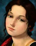 Bright Eyes by Ken Hamilton, oil on board, sold Apr 2023
