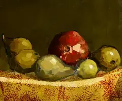 Martin Mooney, Still Life with Fruit, 2015, oil on board