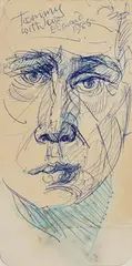 Edward McGuire, Self-Portrait, 1985, pen and ink on paper