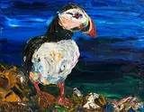 Liam O'Neill, Puffin, oil on canvas