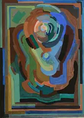 Evie Hone, Composition, gouache on board
