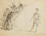 Angels by John Butler Yeats, pen and ink on paper, sold Mar 2023