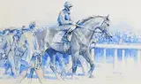 Peter Curling, Big Race Winner - Leading Them In, watercolour on paper