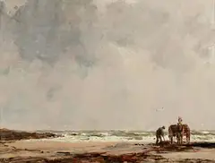 James Humbert Craig, Gathering Seaweed, oil on board