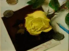 Rose by Thomas Ryan, 1988, oil on canvas, sold Mar 2023