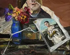 Nature with Ingres by Nick Miller, 1999, oil on linen, offered Mar 2023