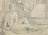 Mainie Jellett, Seated Nude, pencil on paper