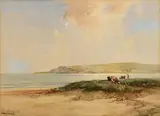 Frank McKelvey, Cattle Grazing, Antrim Coast, watercolour on paper