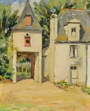 Letitia Marion Hamilton, Gatehouse near Semur, oil on board