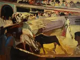 The Bullfight (c.1950-'55) by George Campbell, oil on board, sold Mar 2023