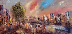 Carol Ann Waldron, The Left Bank, oil on canvas board