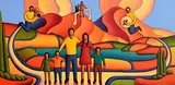 Alan Kenny, Family in Dreamscape, acrylic on canvas