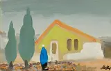 Returning Home by Markey Robinson, gouache on card, sold Mar 2023
