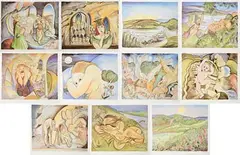Pauline Bewick, The Midnight Court - The Visual Translation of Brian Merriman's 'The Midnight Court ', set of 11 lithographs numbered 68 from an edition of 250