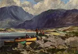 Rowland Hill, Landing the Catch, Killary, 1942, oil on canvas laid on board