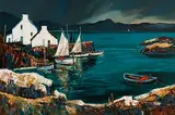 Connemara Haven by J.P. Rooney, oil on board, sold Mar 2023