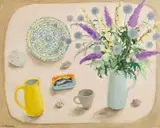 G.L. Gathercole, Queen's Plate and Manon's Flowers, 2020, oil on canvas