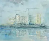 Peter Pearson, Quayside Construction, oil on canvas laid on board