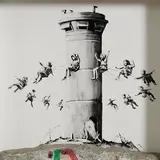 Banksy British, Walled Off Hotel Box Set, print and concrete relief element
