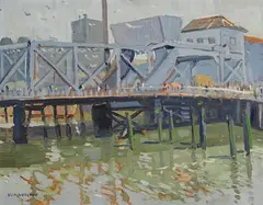 Walter Verling, Brian Boru Bridge, Cork, oil on board