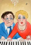 Duet by John Schwatschke, oil on canvas, sold Mar 2023