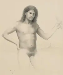 Studio Model by Francis O'Toole, 2007, charcoal and pencil on paper, offered Mar 2023