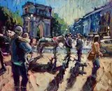 Norman Teeling, St. Stephen's Green, Dublin, oil on board