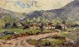 Thatched Cottages, West of Ireland by Gladys Maccabe, oil on board, sold Mar 2023