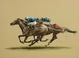 June Brilly, The Last Furlong, watercolour on paper