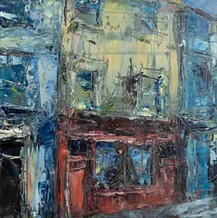 West Cork Streetscape by Aidan Bradley, oil on board, sold Jan 2023