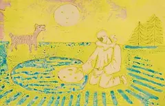 Howling at the Moon by Gerard Dillon, mixed media on paper, sold Jan 2023
